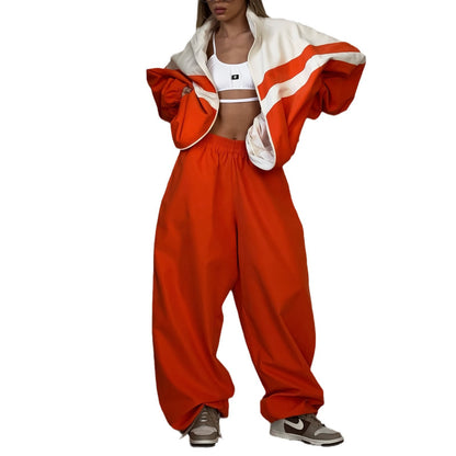 Ensemble deux pièces sport pour femme – Survêtement rayé contrasté