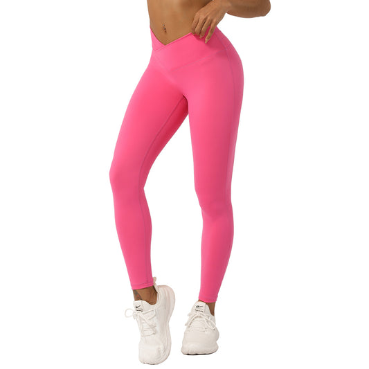 Pantalon de yoga taille V – Legging taille haute effet pêche pour l'entraînement et le fitness