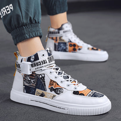 Men's trendy shoes, new high top shoes for teenagers