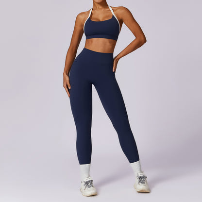 Ensemble de yoga à dos coloré, combinaison de sport et de fitness moulante pour femmes