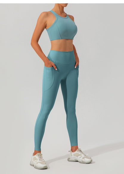 Pantalon de yoga taille haute à fils pour femme
