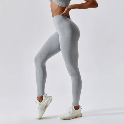 Pantalon de yoga taille haute pour femme, moulant, séchage rapide, effet nude, pour fitness, fessiers fins, leggings de sport, course à pied