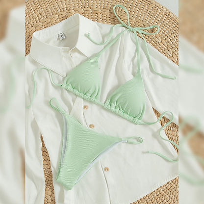 Maillot de bain trois points multicolore avec lien à nouer au cou, maillot de bain à sources chaudes