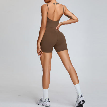 Combinaison de yoga nue printemps/été européenne et américaine pour femmes, combinaison de fitness de danse haute intensité