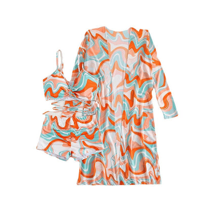 Ensemble de maillot de bain trois pièces taille haute pour femme
