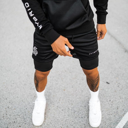 Short d'entraînement 2 en 1 pour homme – Capris de basket-ball, de course à pied et de fitness