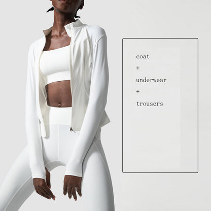 Ensemble de yoga trois pièces pour femme, couleur chair, grande taille, pour le sport et le fitness
