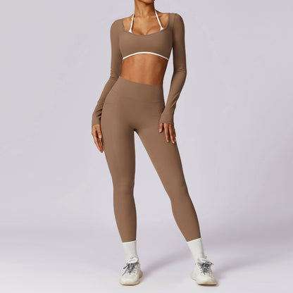 Ensemble de yoga à dos coloré, combinaison de sport et de fitness moulante pour femmes