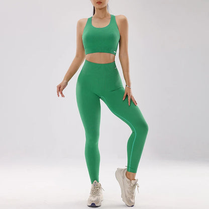 Ensemble de yoga Peach Lift – Soutien-gorge de sport à séchage rapide et leggings amincissants pour le fitness