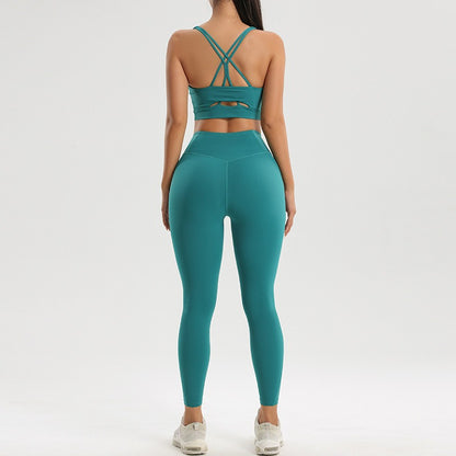Ensemble de sport et de fitness pour femmes, ensemble de yoga et de course à pied, soutien-gorge, sous-vêtements, pantalon de base à séchage rapide