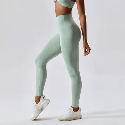 Pantalon de yoga taille haute pour femme, moulant, séchage rapide, effet nude, pour fitness, fessiers fins, leggings de sport, course à pied