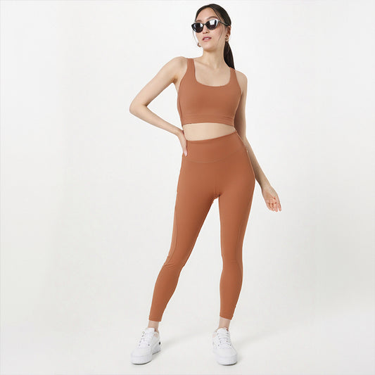 Ensemble de sport et de fitness pour femmes, ensemble de yoga et de course à pied, soutien-gorge, sous-vêtements, pantalon de base à séchage rapide