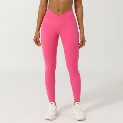 Pantalon de yoga taille V – Legging taille haute effet pêche pour l'entraînement et le fitness