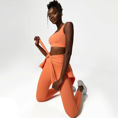 Ensemble de yoga trois pièces pour femme, couleur chair, grande taille, pour le sport et le fitness