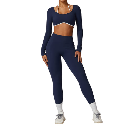 Ensemble de yoga à dos coloré, combinaison de sport et de fitness moulante pour femmes