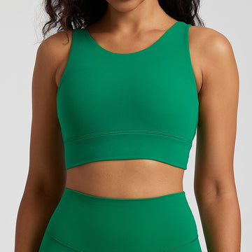 Soutien-gorge de sport dos croisé couleur chair pour femme – Haut respirant pour le yoga et le fitness