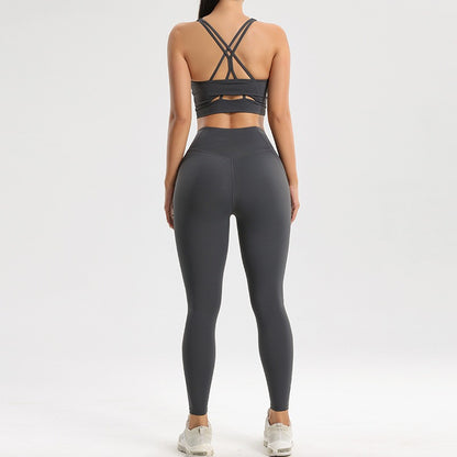 Ensemble de sport et de fitness pour femmes, ensemble de yoga et de course à pied, soutien-gorge, sous-vêtements, pantalon de base à séchage rapide