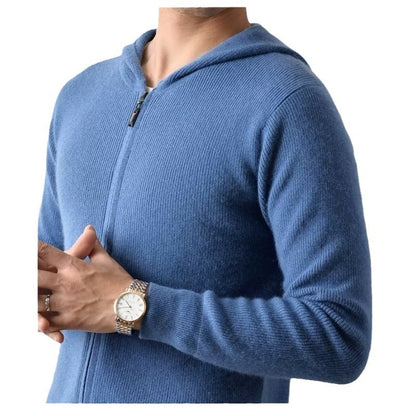 Cardigan à capuche en cachemire pour homme, pull en laine en tricot ample avec bonnet
