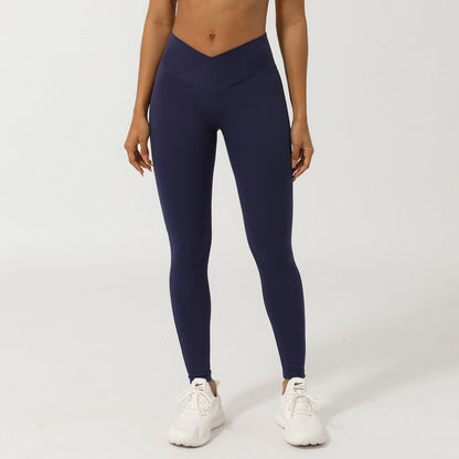 Pantalon de yoga taille V – Legging taille haute effet pêche pour l'entraînement et le fitness