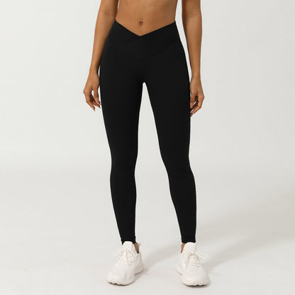 Pantalon de yoga taille V – Legging taille haute effet pêche pour l'entraînement et le fitness