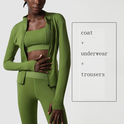 Ensemble de yoga trois pièces pour femme, couleur chair, grande taille, pour le sport et le fitness