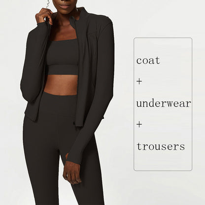 Ensemble de yoga trois pièces pour femme, couleur chair, grande taille, pour le sport et le fitness