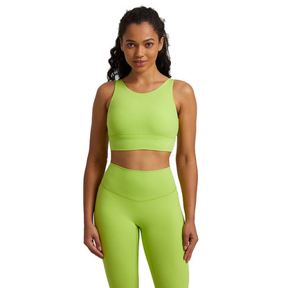 Soutien-gorge de sport dos croisé couleur chair pour femme – Haut respirant pour le yoga et le fitness