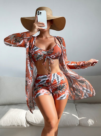 Ensemble de maillot de bain trois pièces taille haute pour femme
