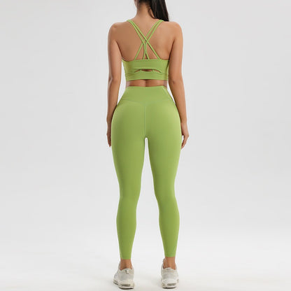 Ensemble de sport et de fitness pour femmes, ensemble de yoga et de course à pied, soutien-gorge, sous-vêtements, pantalon de base à séchage rapide
