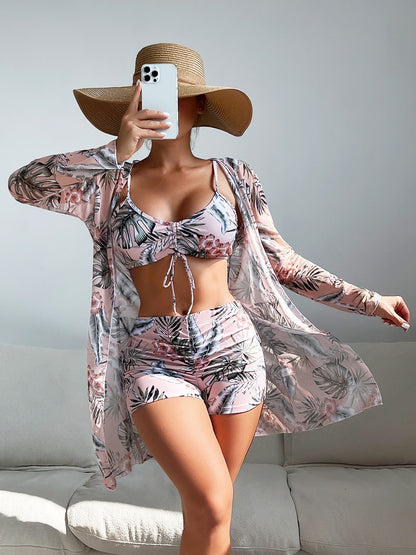 Ensemble de maillot de bain trois pièces taille haute pour femme