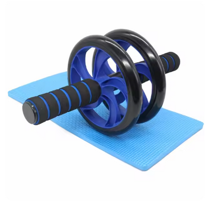 Rouleau d'exercice abdominal – Roue double avec poignées en mousse et genouillère