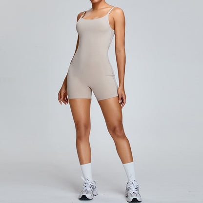 Combinaison de yoga nue printemps/été européenne et américaine pour femmes, combinaison de fitness de danse haute intensité