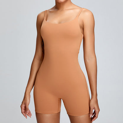 Combinaison de yoga nue printemps/été européenne et américaine pour femmes, combinaison de fitness de danse haute intensité