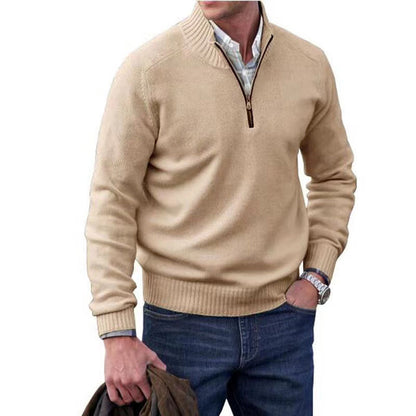 Pull thermique zippé pour homme – Pull en laine à col montant