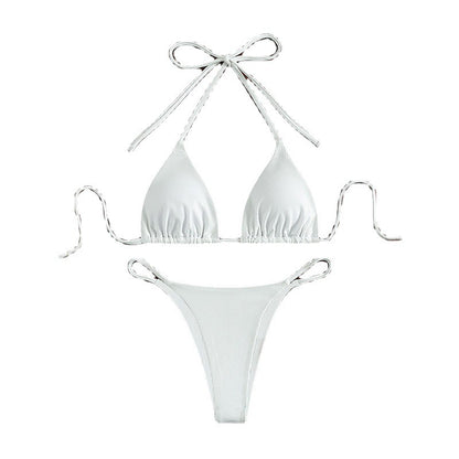 Maillot de bain trois points multicolore avec lien à nouer au cou, maillot de bain à sources chaudes