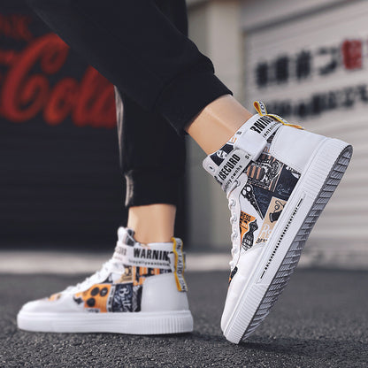 Men's trendy shoes, new high top shoes for teenagers