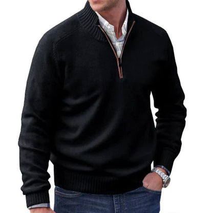 Pull thermique zippé pour homme – Pull en laine à col montant