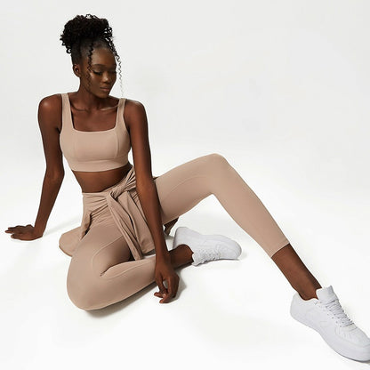 Ensemble de yoga trois pièces pour femme, couleur chair, grande taille, pour le sport et le fitness