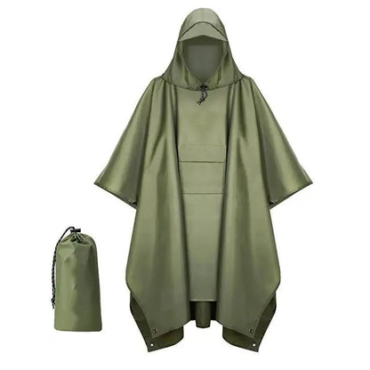 Poncho de pluie imperméable 3 en 1 avec capuche et manches pour l'extérieur