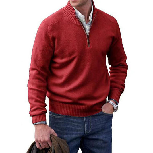 Pull thermique zippé pour homme – Pull en laine à col montant