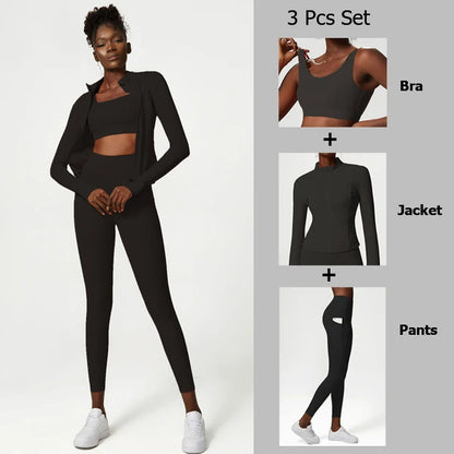 Ensemble de yoga trois pièces pour femmes, ensemble de sport et de fitness surdimensionné