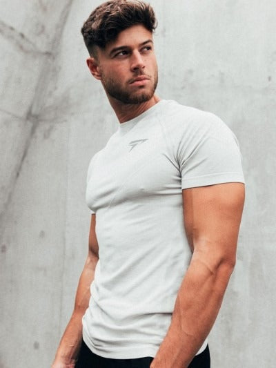 T-shirt de sport à manches courtes et coupe ajustée pour homme, séchage rapide, en soie de lait