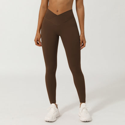 Pantalon de yoga taille V – Legging taille haute effet pêche pour l'entraînement et le fitness
