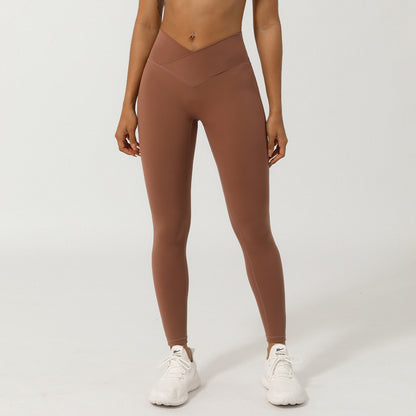 Pantalon de yoga taille V – Legging taille haute effet pêche pour l'entraînement et le fitness