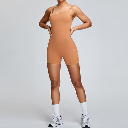 Combinaison de yoga nue printemps/été européenne et américaine pour femmes, combinaison de fitness de danse haute intensité