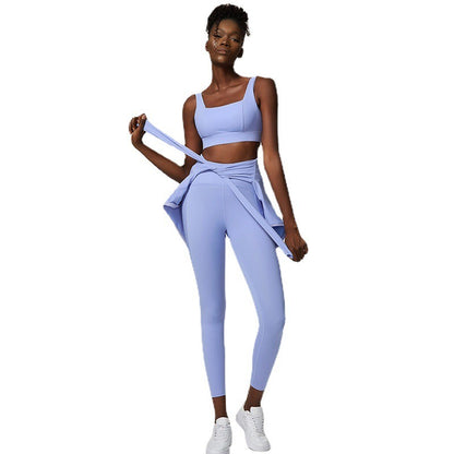 Ensemble de yoga trois pièces pour femme, couleur chair, grande taille, pour le sport et le fitness