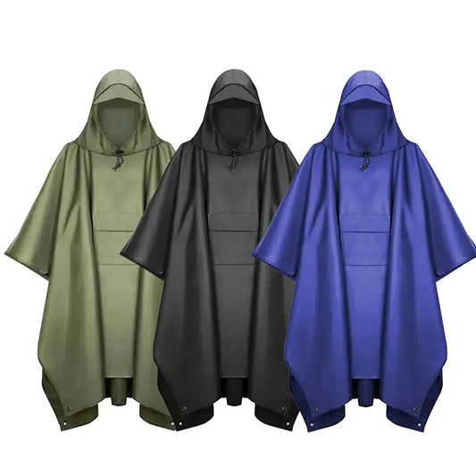 Poncho de pluie imperméable 3 en 1 avec capuche et manches pour l'extérieur