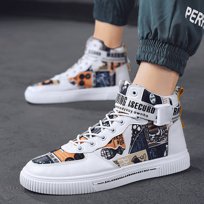 Men's trendy shoes, new high top shoes for teenagers