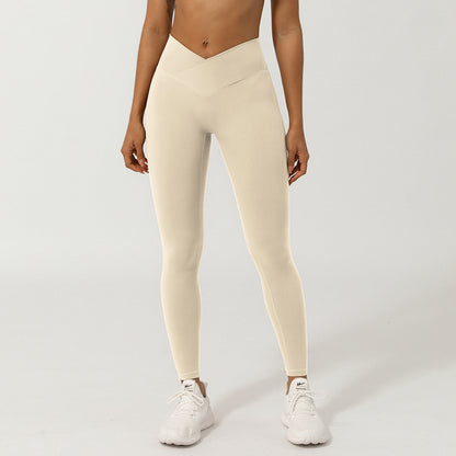 Pantalon de yoga taille V – Legging taille haute effet pêche pour l'entraînement et le fitness