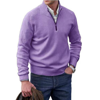 Pull thermique zippé pour homme – Pull en laine à col montant